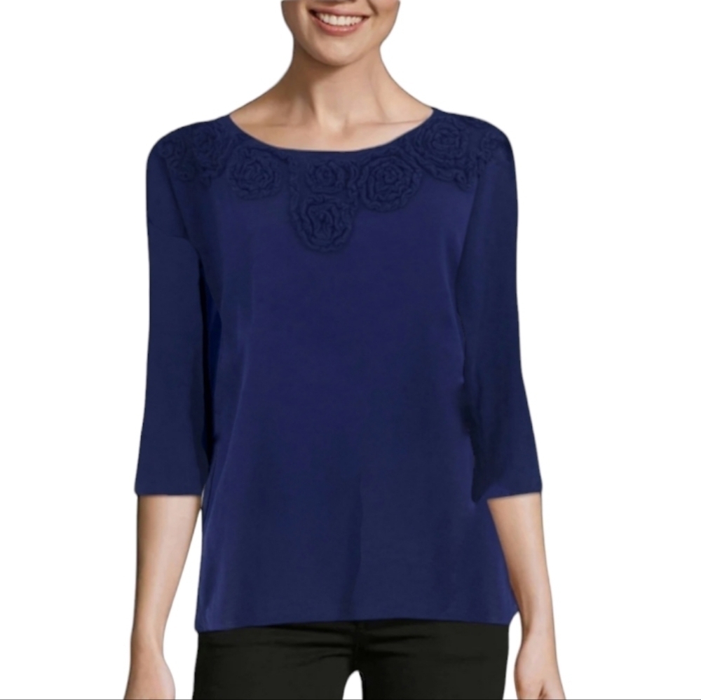 LOFT Ann Taylor 3/4 Sleeve Blouse‎ Floral Detail